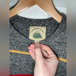 Men’s Multi Striped Marbled Gray Wool Crewneck Sweater